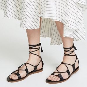 Madewell Black Leather lace up sandals size 6